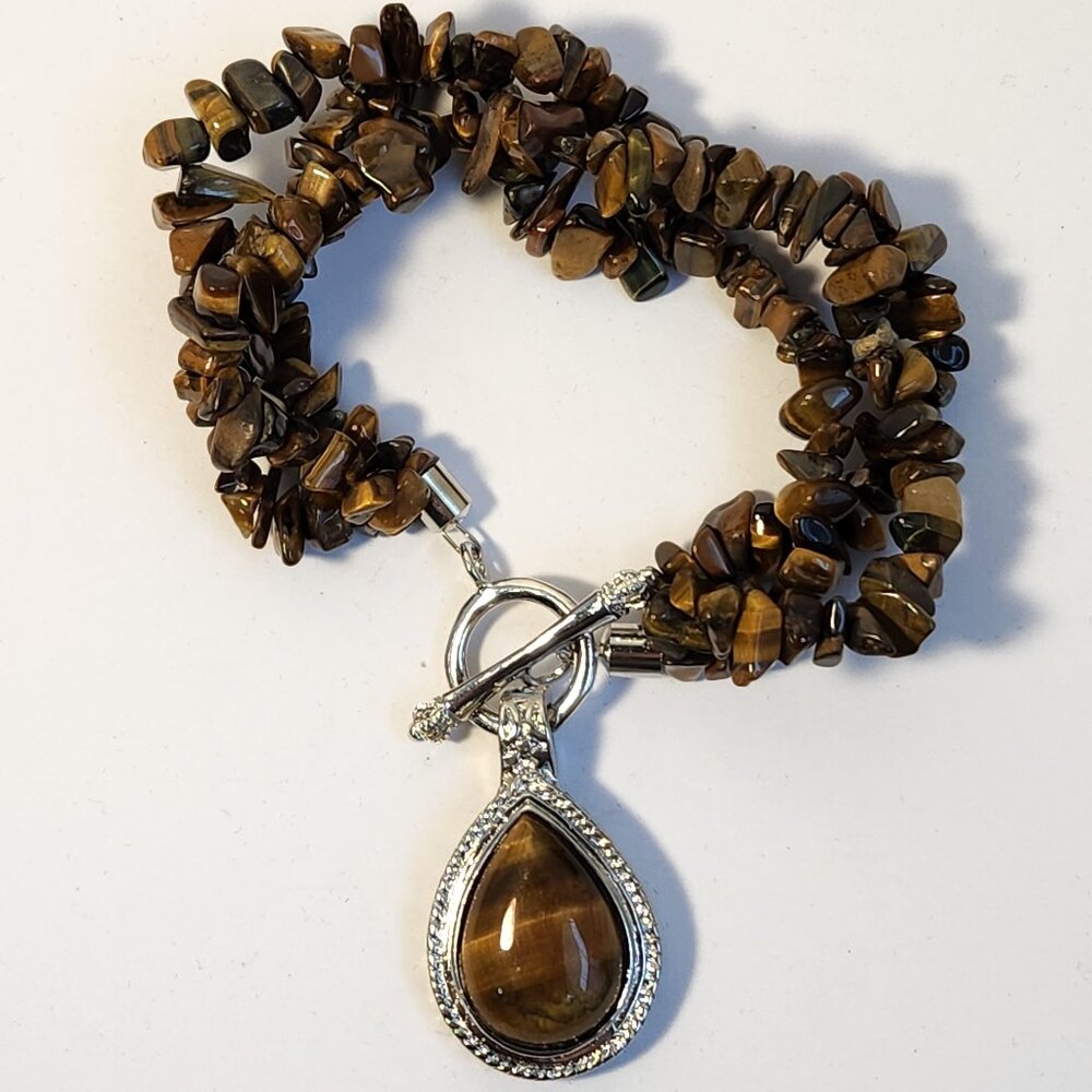 NIB Authentic South African Tiger's Eye Bracelet 8.5" TGW 310cts Magnetic Bail